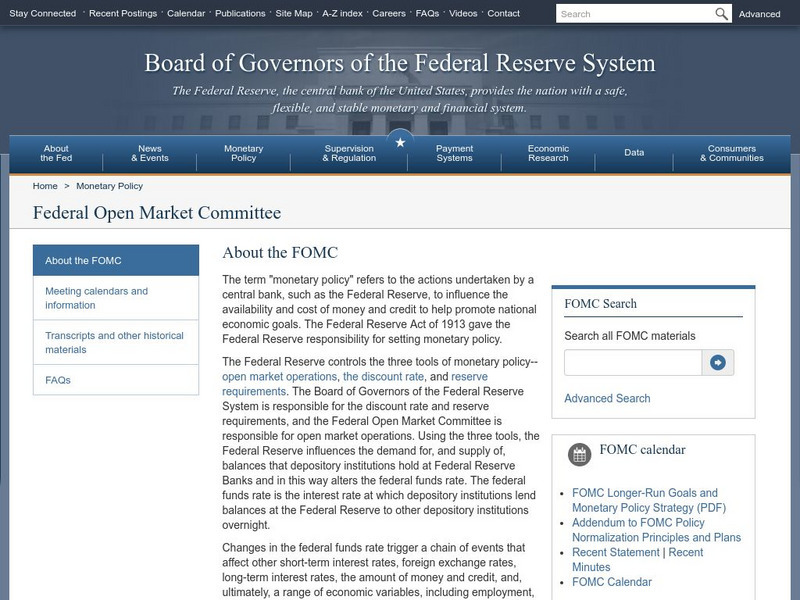 Federal Reserve Board: Federal Open Market Committee Website Federal Reserve Board: Federal Open Market Committee Website