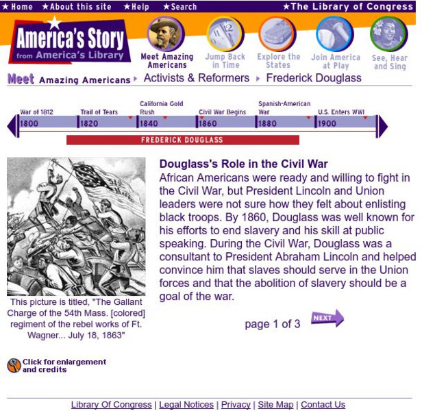 Loc: America's Story: Frederick Douglass' Role in the Civil War Handout Loc: America's Story: Frederick Douglass' Role in the Civil War Handout