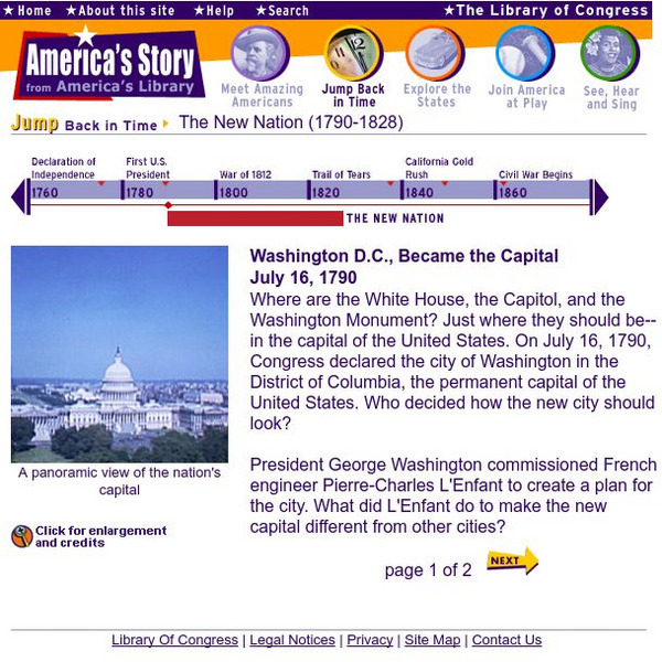 Loc: America's Story: Washington d.c. Became the Capital July 16, 1790 Handout Loc: America's Story: Washington d.c. Became the Capital July 16, 1790 Handout