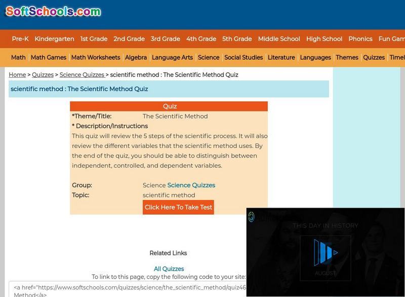 Soft Schools: Scientific Method: The Scientific Method Quiz Unknown Type