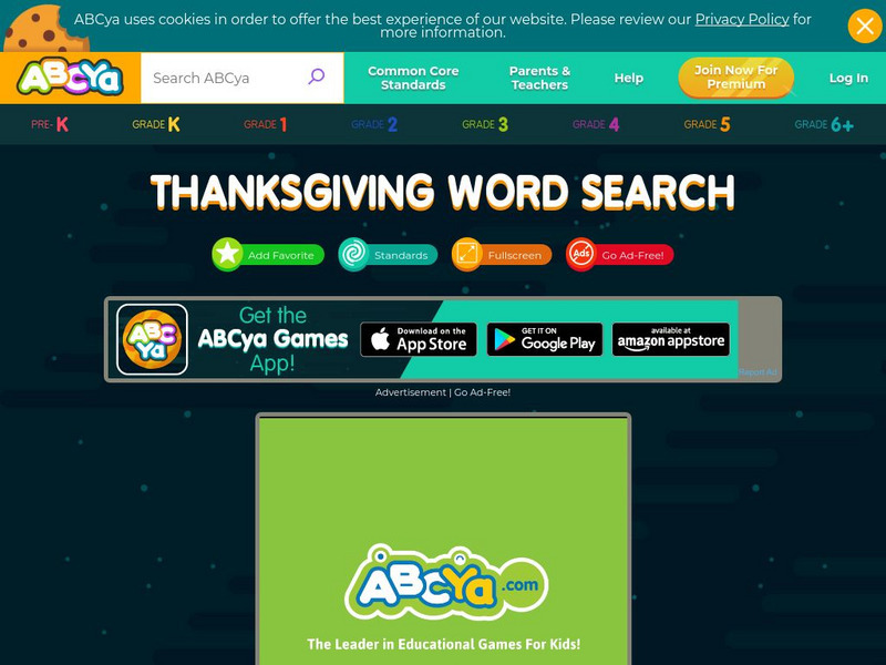 Ab Cya: Word Search: Thanksgiving Word Search Interactive Ab Cya: Word Search: Thanksgiving Word Search Interactive