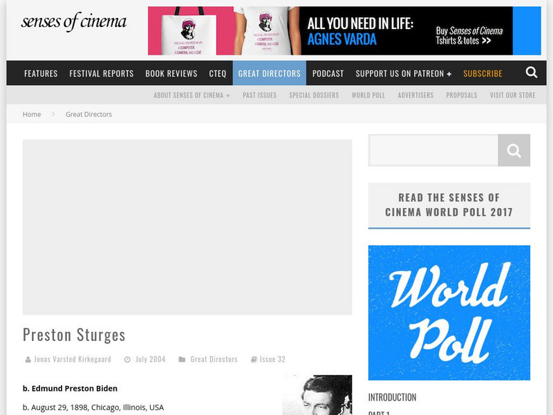 Senses of Cinema: Preston Sturges Article Senses of Cinema: Preston Sturges Article