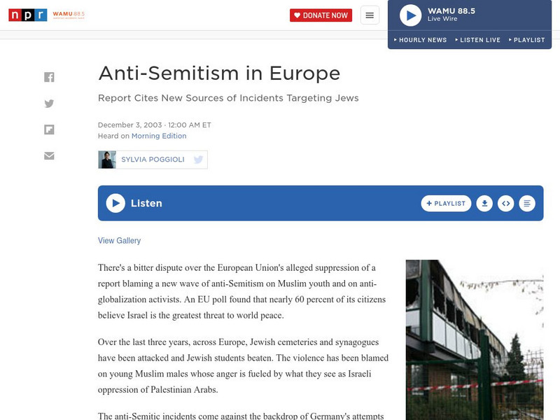 Npr: Anti Semitism in Europe Audio Npr: Anti Semitism in Europe Audio