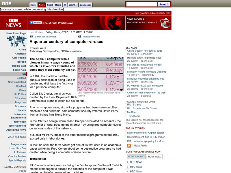 Bbc: Science & Nature Hot Topics Computer Viruses Article Bbc: Science & Nature Hot Topics Computer Viruses Article