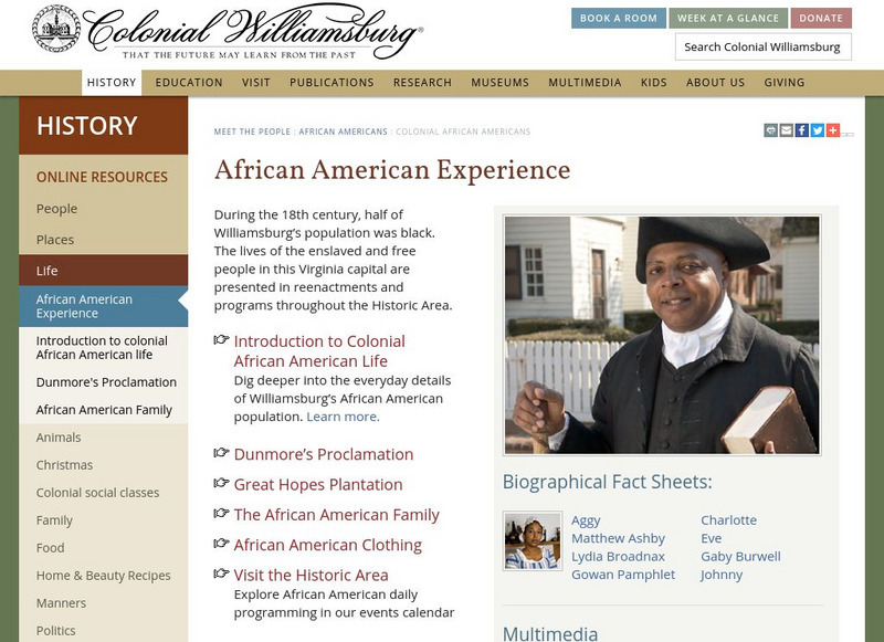 Colonial Williamsburg: Colonial African Americans Website Colonial Williamsburg: Colonial African Americans Website