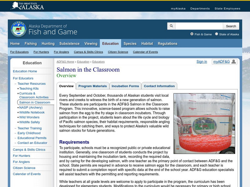 Classroom Salmon Egg Incubation Program Activity