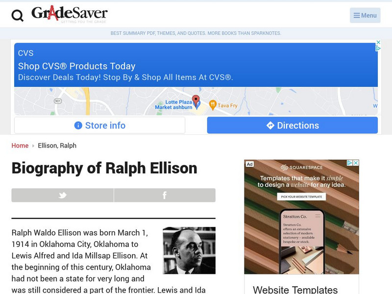 Grade Saver: Biography of Ralph Ellison Website Grade Saver: Biography of Ralph Ellison Website
