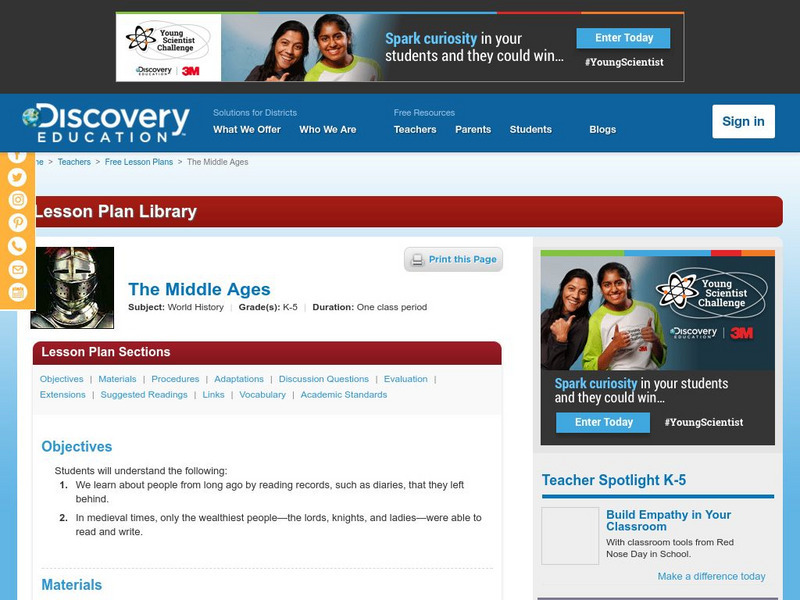 Discovery Education: The Middle Ages Lesson Plan Discovery Education: The Middle Ages Lesson Plan