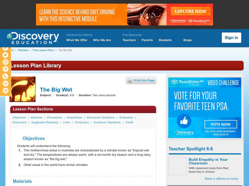 Discovery Education: The Big Wet Lesson Plan Discovery Education: The Big Wet Lesson Plan