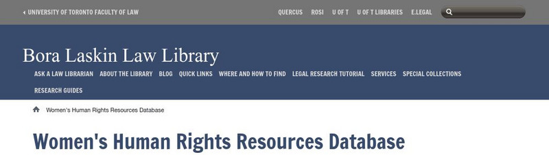 University of Toronto: Women's Human Rights Resources Database Website University of Toronto: Women's Human Rights Resources Database Website