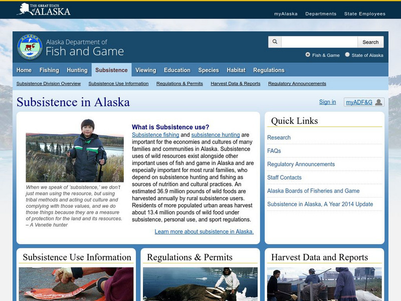 Alaska Department of Fish and Game: Subsistence Website