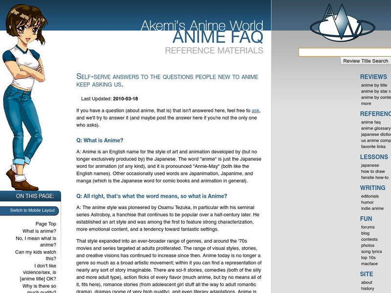 Akemi's Anime World: Anime Faq Handout