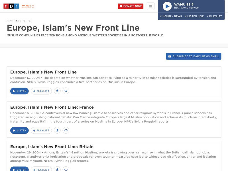 Npr: Europe, Islam's New Front Line Audio Npr: Europe, Islam's New Front Line Audio