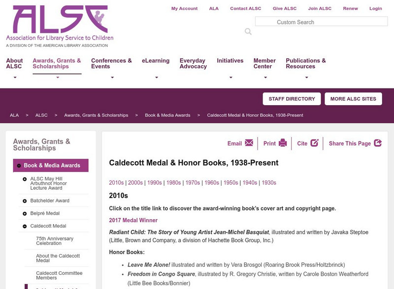 American Library Association: Caldecott Medal Winners and Honor Books Unit Plan American Library Association: Caldecott Medal Winners and Honor Books Unit Plan