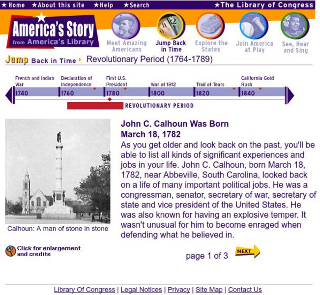 Loc: America's Story: John C. Calhoun Website Loc: America's Story: John C. Calhoun Website
