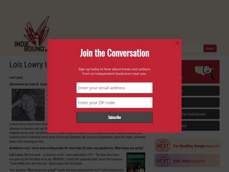 Indie Bound: Lois Lowry Primary Indie Bound: Lois Lowry Primary