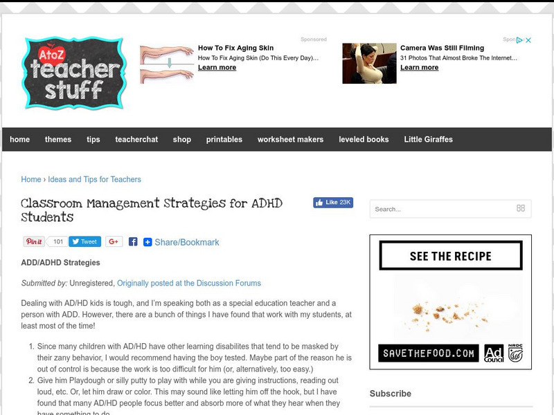 Ato Z Teacher Stuff: Classroom Management Strategies for Adhd Students Professional Doc Ato Z Teacher Stuff: Classroom Management Strategies for Adhd Students Professional Doc