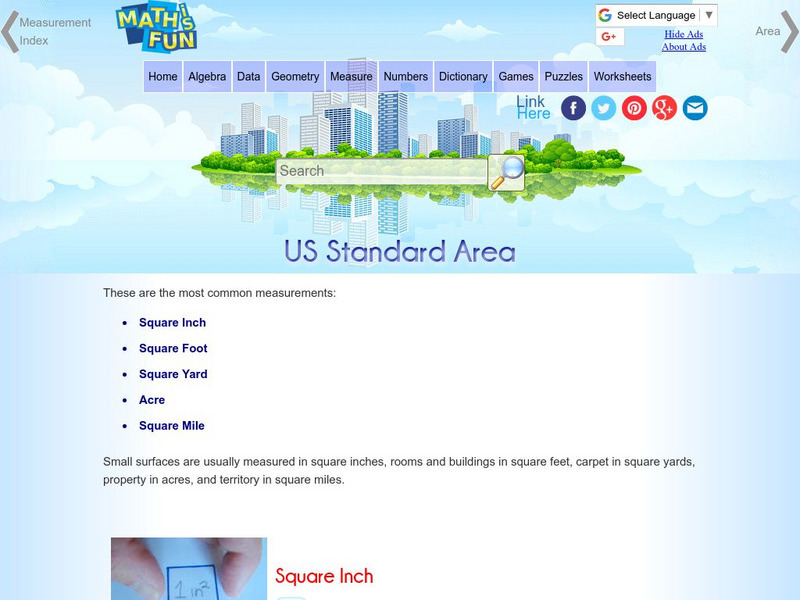 Math Is Fun: Us Standard Area Unit Plan Math Is Fun: Us Standard Area Unit Plan