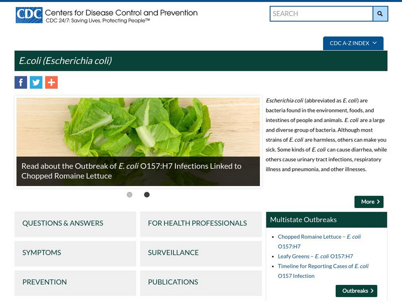 Centers for Disease Control: e.coli Handout Centers for Disease Control: e.coli Handout