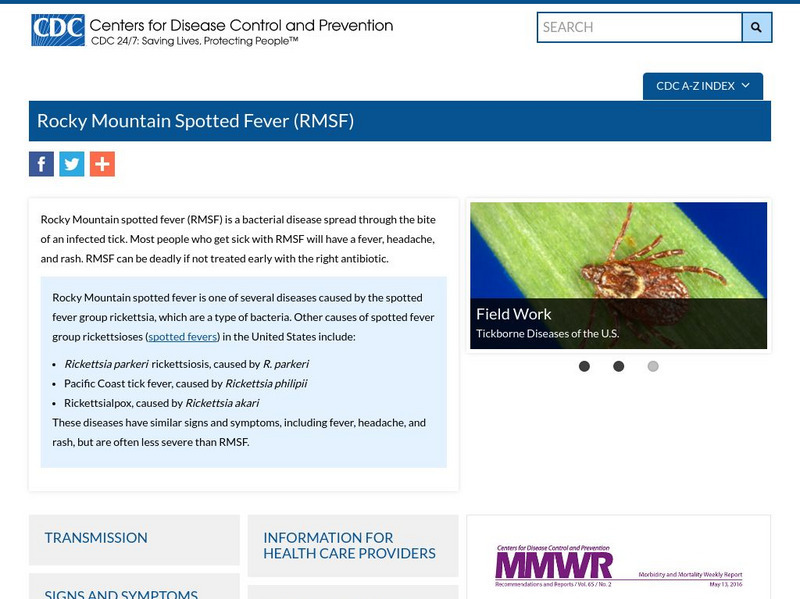 Centers for Disease Control: Rocky Mountain Spotted Fever Handout