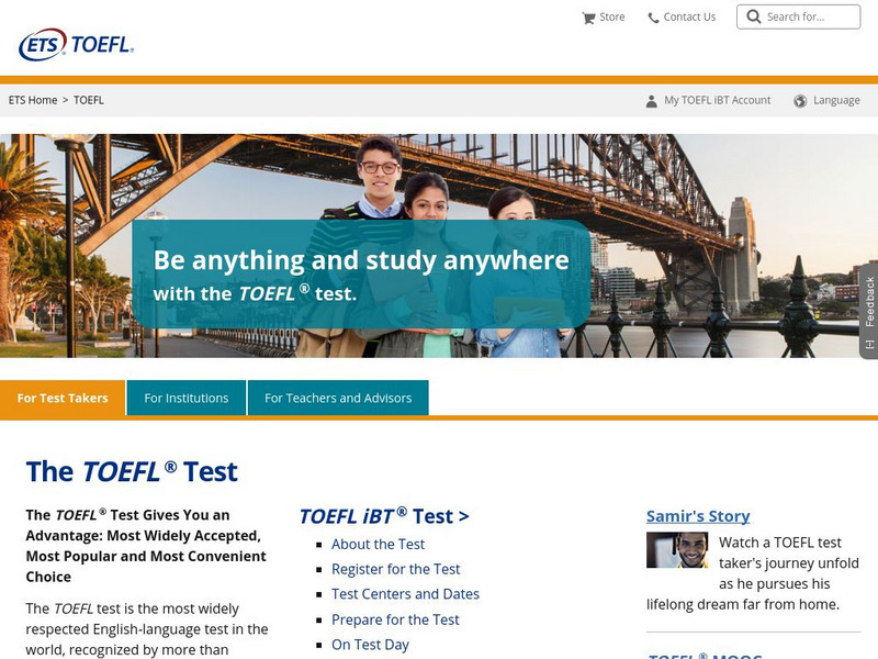Educational Testing Service: Toefl Test Information Website Educational Testing Service: Toefl Test Information Website