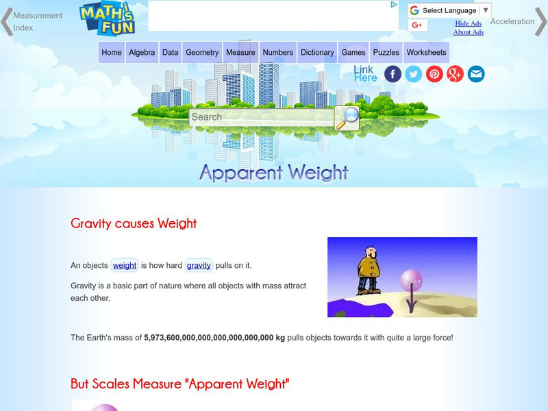 Math Is Fun: Apparent Weight Activity Math Is Fun: Apparent Weight Activity