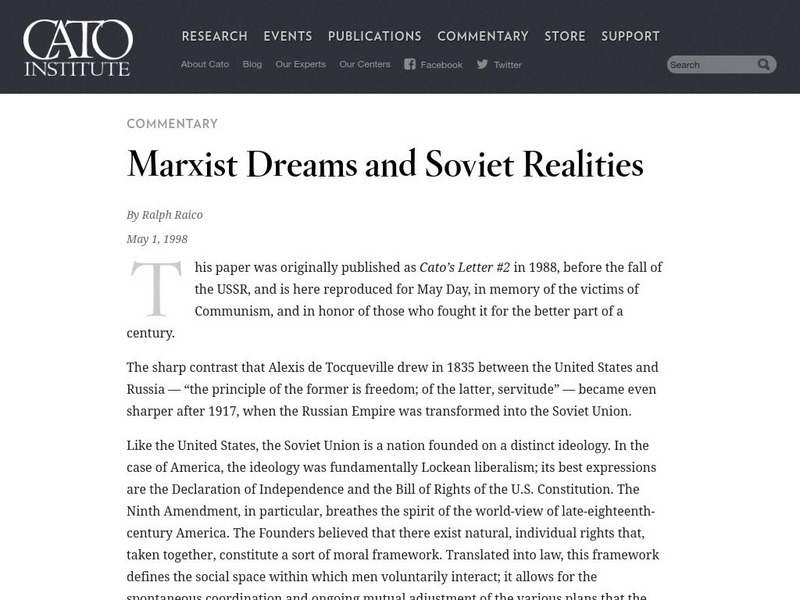 Cato Institute: Marxist Dreams and Soviet Realities Activity Cato Institute: Marxist Dreams and Soviet Realities Activity