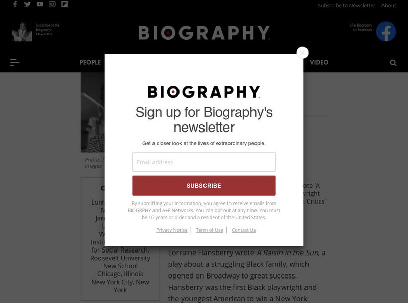 Biography: Lorraine Hansberry Handout