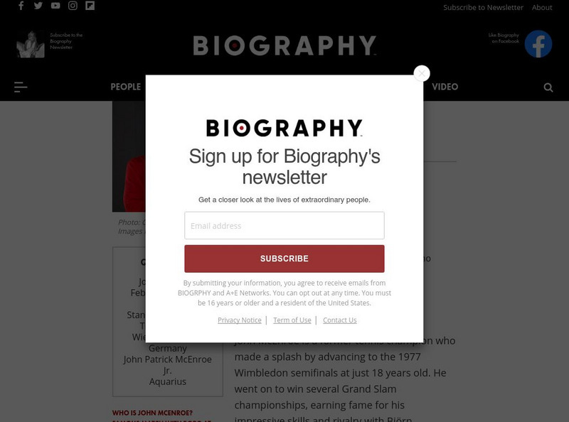 Biography: John Mc Enroe Activity