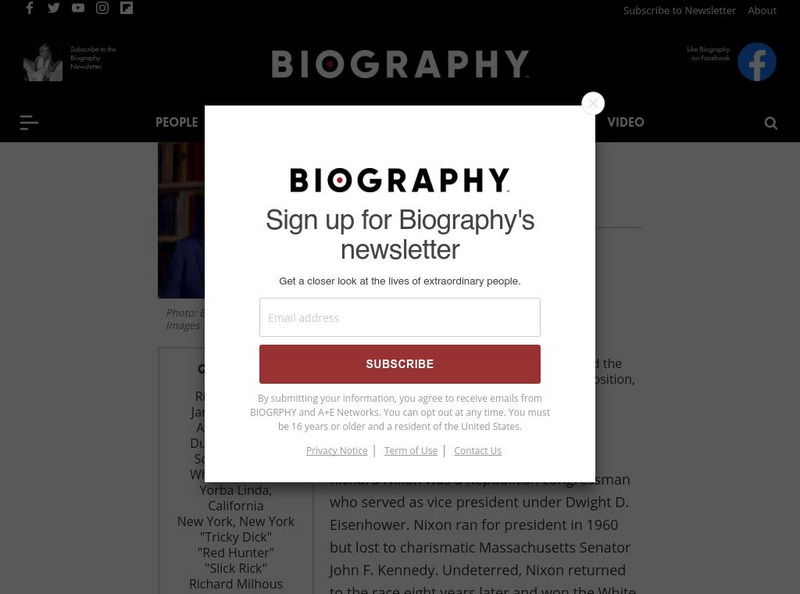 Biography: Richard Nixon Handout Biography: Richard Nixon Handout