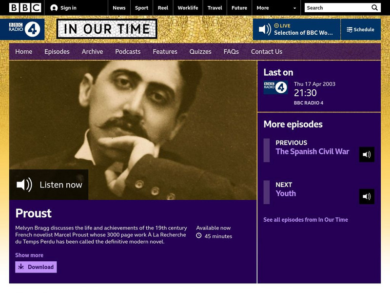 Bbc Radio 4: In Our Time: Marcel Proust Audio
