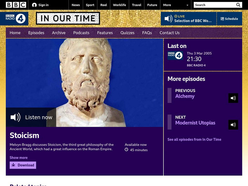 Bbc Radio 4: In Our Time: Stoicism Audio