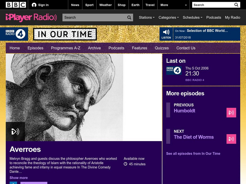 Bbc Radio 4: In Our Time: Averroes the Battle Between Faith and Reason Audio