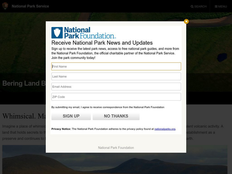 National Park Service: Bering Land Bridge Alaska Website