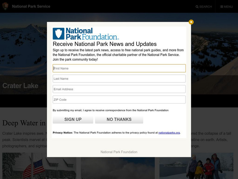 National Park Service: Crater Lake National Park, Oregon Handout National Park Service: Crater Lake National Park, Oregon Handout