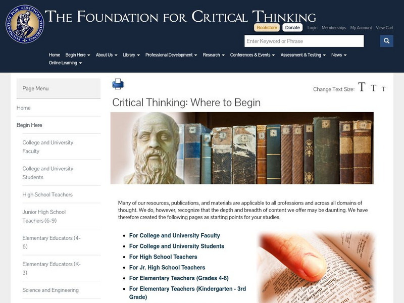 Criticalthinking.org: Develop Critical Thinking Skills Website Criticalthinking.org: Develop Critical Thinking Skills Website