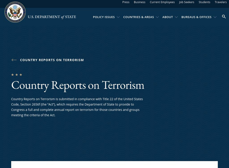 U.s. Dept of State: Country Reports on Terrorism Handout U.s. Dept of State: Country Reports on Terrorism Handout