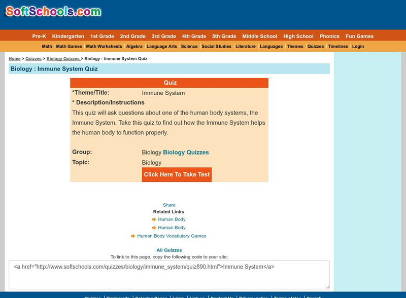 Soft Schools: Immune System Quiz Unknown Type Soft Schools: Immune System Quiz Unknown Type