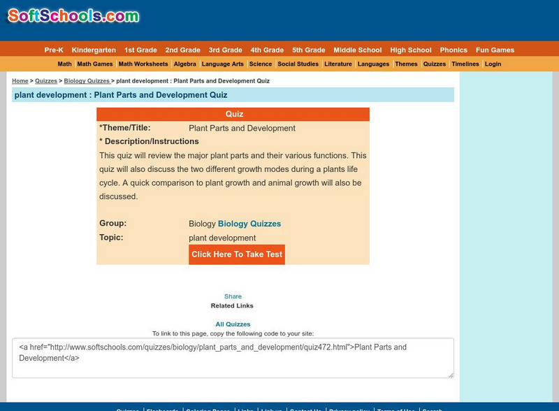 Soft Schools: Plant Parts and Development Quiz Unknown Type Soft Schools: Plant Parts and Development Quiz Unknown Type