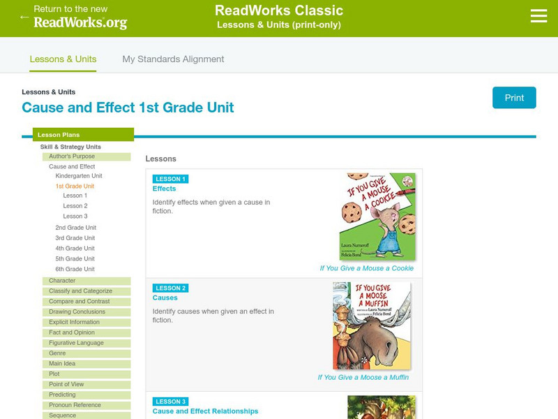 Read Works: Cause and Effect 1st Grade Unit Lesson Plan Read Works: Cause and Effect 1st Grade Unit Lesson Plan