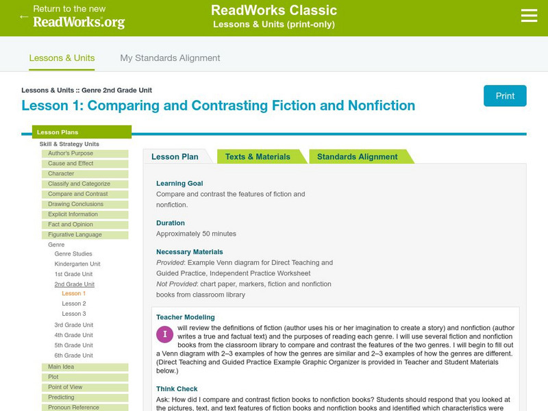 Read Works: 2nd Grade Lesson: Compare/contrast Genres Lesson Plan Read Works: 2nd Grade Lesson: Compare/contrast Genres Lesson Plan