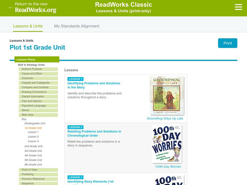 Read Works: Plot 1st Grade Unit Lesson Plan Read Works: Plot 1st Grade Unit Lesson Plan