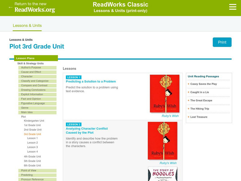 Read Works: Plot 3rd Grade Unit Lesson Plan Read Works: Plot 3rd Grade Unit Lesson Plan