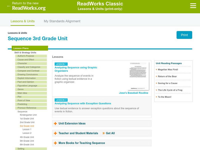 Read Works: Sequence 3rd Grade Unit Lesson Plan Read Works: Sequence 3rd Grade Unit Lesson Plan