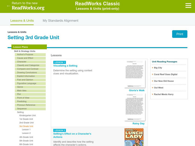Read Works: Setting 3rd Grade Unit Lesson Plan Read Works: Setting 3rd Grade Unit Lesson Plan