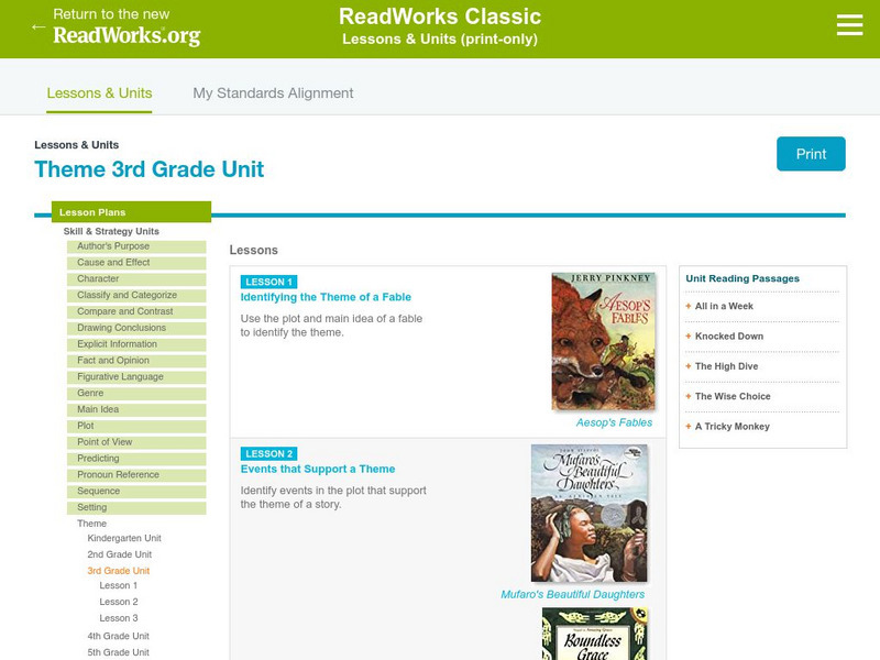 Read Works: Theme 3rd Grade Unit Lesson Plan Read Works: Theme 3rd Grade Unit Lesson Plan