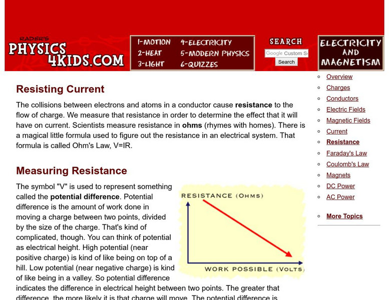 Physics4 Kids: Electricity and Magnetism: Resistance Handout