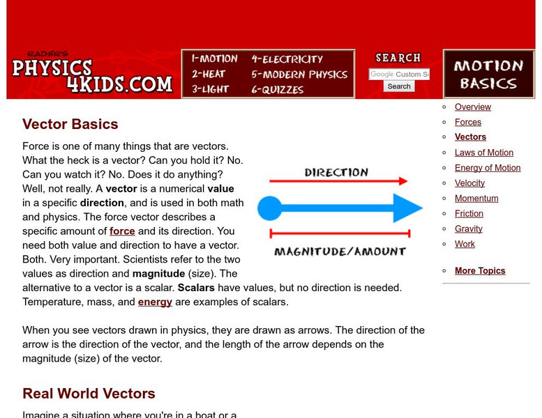 Physics4 Kids: Motion: Vectors Handout Physics4 Kids: Motion: Vectors Handout