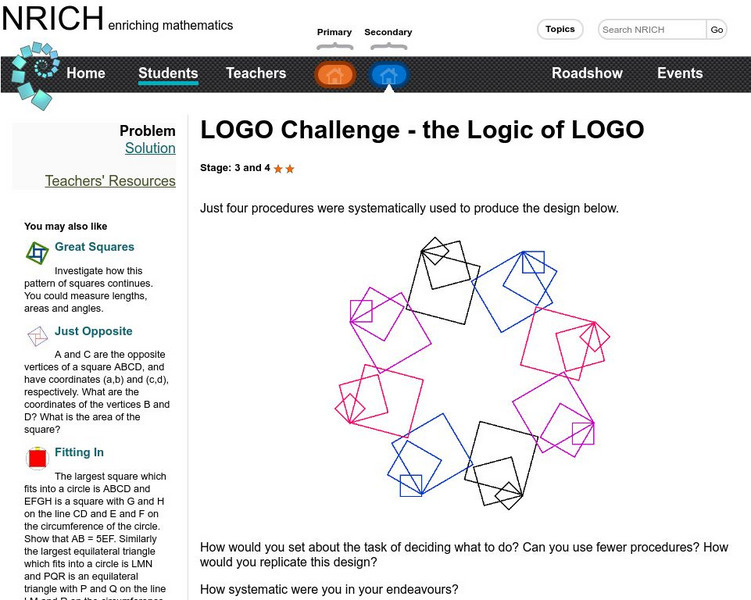 University of Cambridge: Nrich: Introduction to Logo Programming Activity University of Cambridge: Nrich: Introduction to Logo Programming Activity