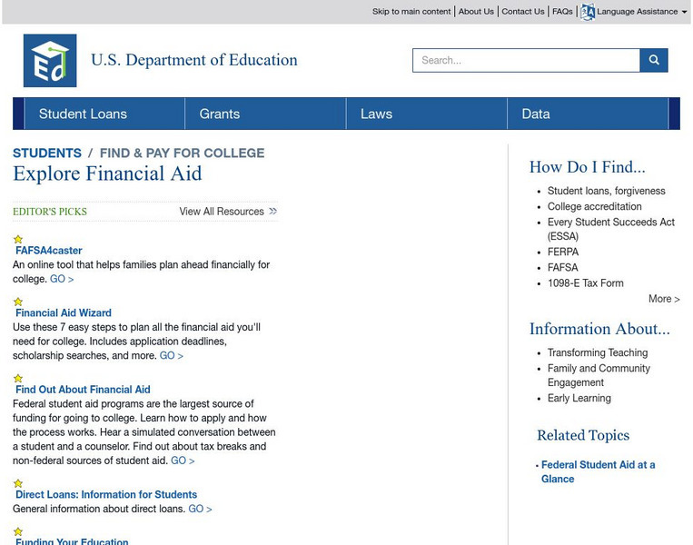 Us Department of Education: Explore Financial Aid Website Us Department of Education: Explore Financial Aid Website